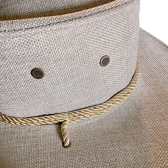 Luxtrada Classic Western Cowboy Linen Aussie Hat Twisted Rope Chin Strap New - Picture 11 of 16